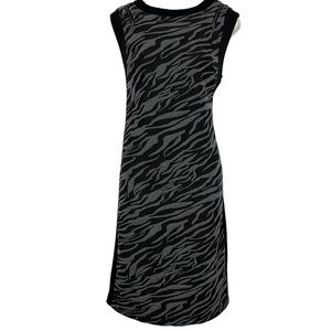 Lapis Women's Gray & Black Zebra Animal Print Knit Stretch Sleeveless Dress sz L